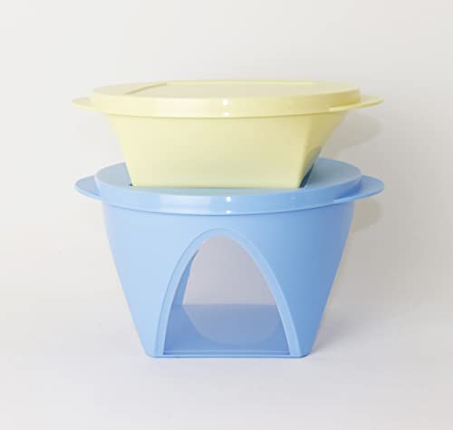 Tupperware New Mediterrano Schüssel 600ml Gelb + 1,5L Blau Servierschüssel Salatschüssel + 500ml Diamant Schüssel von Tupperware