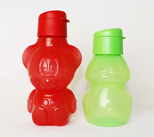 Tupperware NEW Motiv Trinkflasche 425ml Micky Maus in rot + 350ml Frosch grün Kindertrinkflasche Kinder Schule Kindergarten + Kugelschreiber metallicorange von Tupperware