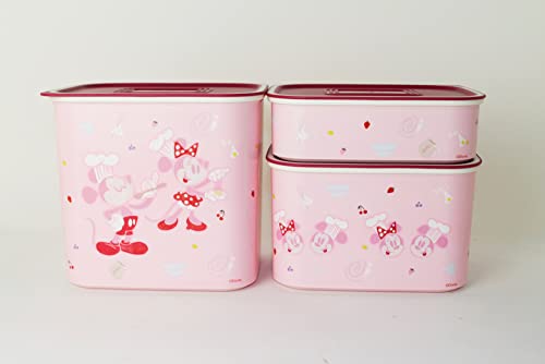 Tupperware Set Micky Maus Set Behälter Dose 2,1L + 1,3L + 500ml + Trinkbecher Rosa von Tupperware