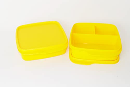 Tupperware Lunchbox Clevere Pause 2x 550ml Gelb mit 3-fach Einteilung + Kugelschreiber metallicorange von Tupperware