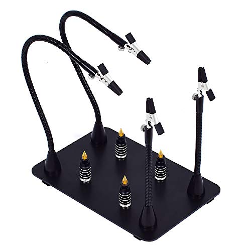 Magnetic Helping Hand, Soldering Helping Hands, 4 PCB Pillars Circuit Board Holder with Flexible Metal Arms Heavy Duty Base Electronic Repair Tool von NEWACALOX