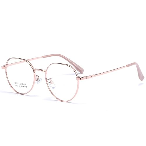 NEWADA Ovale Retro-Lesebrille for Damen, blaues Licht blockierendes Computerbrillen-Lesegerät aus Metall, blendfreier, Flacher Lichtspiegel (Color : Rose-Gold, Size : +0.50) von NEWADA