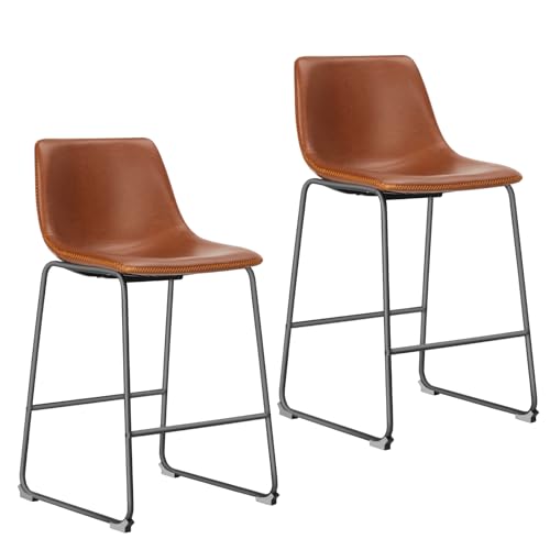 NEWBULIG 2er Set Counter Height Barhocker mit lehne, Matel Leder tresenstuhl für Bar Bistro Café Küche, Stuhl Sitzhöhe 66 cm, Whiskey Braun NEWBULIG 2er Set Counter Height Barhocker mit lehne, Matel Leder tresenstuhl für Bar Bistro Café Küche, Stuhl Sitzhöhe 66 cm, Whiskey Braun von NEWBULIG