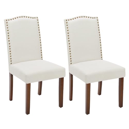 NEWBULIG Esszimmerstühle 2er-Set, Hochwertige gepolsterte Leder-Esszimmerstühle mit Nagelkopfverzierung und Holzbeinen, Esszimmerstuhl für Schlafzimmer, Wohnzimmer, Esszimmer, Beige NEWBULIG Esszimmerstühle 2er-Set, Hochwertige gepolsterte Leder-Esszimmerstühle mit Nagelkopfverzierung und Holzbeinen, Esszimmerstuhl für Schlafzimmer, Wohnzimmer, Esszimmer, Beige von NEWBULIG