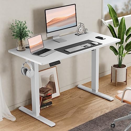 NEWBULIG Stehender Computertisch, Bürotisch, höhenverstellbar, Hebebühne für Gaming, Arbeitszimmer, Klassenzimmer, Konferenzraum, 101,6 x 61 cm, Weiß von NEWBULIG