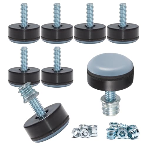 M6 Nivellierfüße – PTFE (Teflon) Unterseite (2,5 cm Basis), glatt gleitende Basis zum Schutz von Möbeln, verstellbare Pads für Tische, Stühle, Schränke und Sofas (8 Stück) von NEWBYTEK