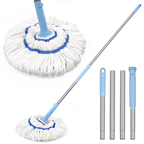 NEWE Selbstauswringender Wischmopp zur Bodenreinigung mit wiederverwendbaren Köpfen (Chambray Blau) von NEWE