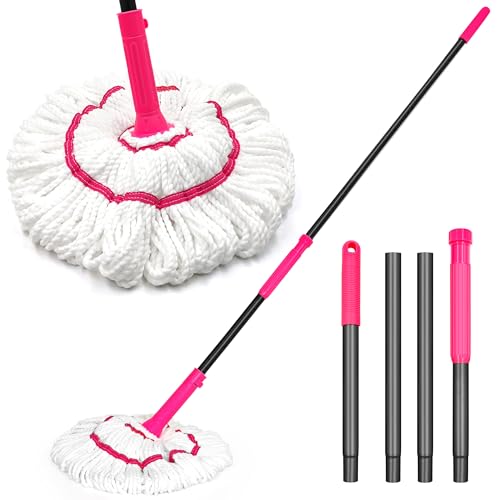NEWE Wischmopp mit Auswringfunktion für Bodenreinigung, Verbesserte 45 cm breite Mikrofaser Nasswischer Bodenwischer, 140 cm Langen Griff nass Trocken Küche Fadenmopp für Holz, Hartholz, Fliesen von NEWE