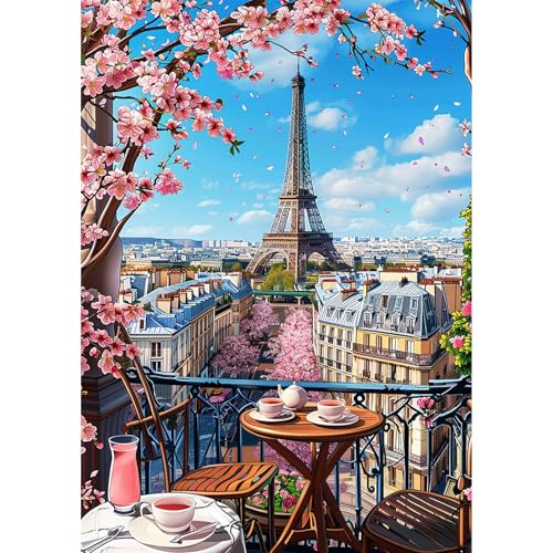 NEWENMO 5D Eiffel Tower Diamond Painting Full Drill,Schönes Kirschblüten Diamant Painting Bilder,Stadtblick Diamant Malerei Erwachsene Set,Diamond-Painting Kit,für Zuhause Dekoration 30x40cm NEWENMO 5D Eiffel Tower Diamond Painting Full Drill,Schönes Kirschblüten Diamant Painting Bilder,Stadtblick Diamant Malerei Erwachsene Set,Diamond-Painting Kit,für Zuhause Dekoration 30x40cm von NEWENMO