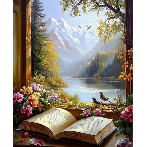 NEWENMO DIY Schöne Landschaft Malen Nach Zahlen Erwachsene,Landschaftsmalerei Paint by Numbers,Malen Nach Zahlen Kits,DIY Handgemalt Ölgemälde Set mit Pinseln und Acrylfarben,für Home Decor 40x50cm von NEWENMO