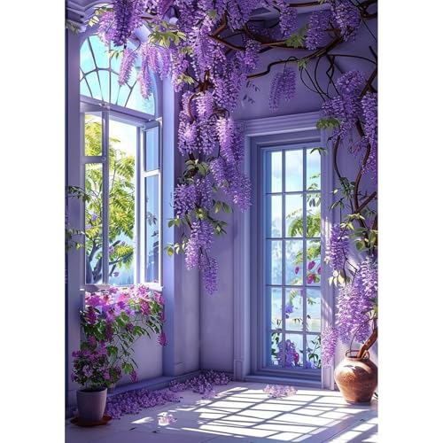 NEWENMO Hübsche Glyzinie Diamond Painting Erwachsene,DIY Schöne Blumen Diamant Painting Bilder,Landschaft Diamant Malerei Kit Complete,5D Diamond-Painting Set,für Hause Dekoration 30x40cm NEWENMO Hübsche Glyzinie Diamond Painting Erwachsene,DIY Schöne Blumen Diamant Painting Bilder,Landschaft Diamant Malerei Kit Complete,5D Diamond-Painting Set,für Hause Dekoration 30x40cm von NEWENMO