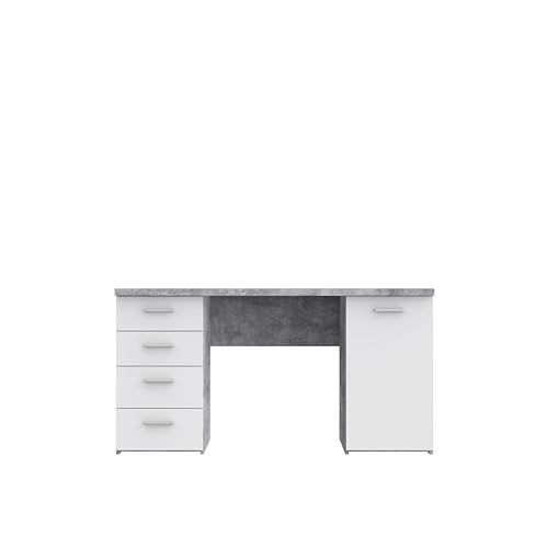 FORTE Net106 Schreibtisch mit 4 Schubladen und 1 Tür, Holzwerkstoff, Betonoptik Lichtgrau / Weiß, 145 x 60 x 76.3 cm FORTE Net106 Schreibtisch mit 4 Schubladen und 1 Tür, Holzwerkstoff, Betonoptik Lichtgrau / Weiß, 145 x 60 x 76.3 cm von Forte