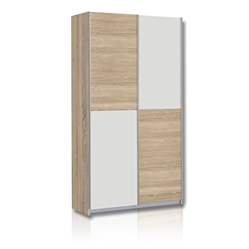 FORTE Ohio Mehrzweckschrank mit 2 Türen, Holzwerkstoff, Weiß / Sonoma Eiche dekor, 120 x 42 x 190.5 cm von Forte