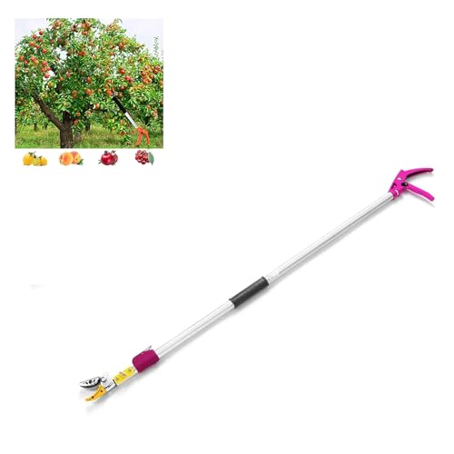 NEWFUN Astschere Teleskop, Teleskop Astschere, Baumschere, 1.2-2.2 M Länge, Teleskopisch, Obstpflücker mit Rotierendem Klingenkopf, Leichter Ausziehbarer Aluminiumgriff für Astschneider von NEWFUN