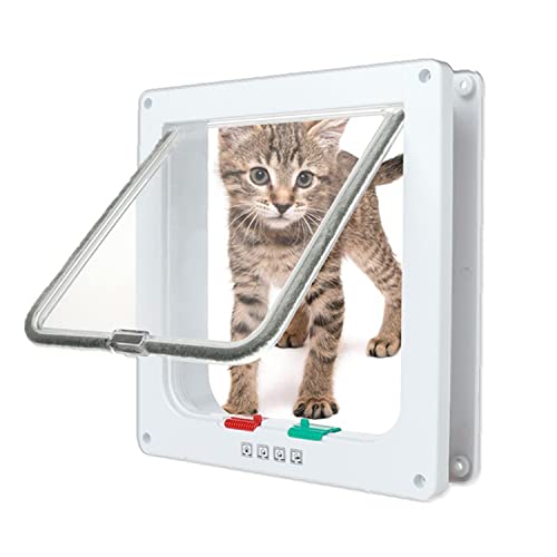 NEWFUN Katzenklappe, Hundeklappe, 4 Wege Magnet-Verschluss für Katzen, Dog Cat Pet Door Flap Easy Install with Telescopic Frame with Heavy Duty Quiet Magnetic Frame 25 * 23.5 * 5.3cm von NEWFUN