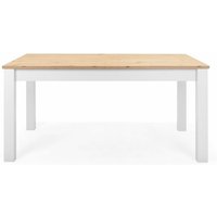 Esstisch ausziehbar 160 - 215 cm inkl. Tischplatte Weiß Wildeiche Esszimmertisch Vintage Landhaus - 215x75x90 cm (BxHxT) - Tisch Küchentisch von NEWFURN
