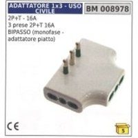 Flachsteckeradapter 2-polig + Erde-16A 3 Steckdosen 2-polig+Erde 16A bipasso von NEWGARDEN