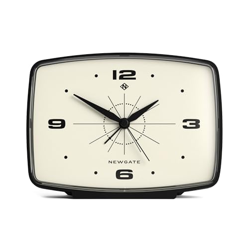 NEWGATE® Brooklyn Wecker | Rechteckiges Retro-Design | Schwarz | Ideal für Nachttisch, Schreibtisch, Regal und Kaminsims | Mid-Century Retro-Accessoires für Schlafzimmer und Büro von NEWGATE