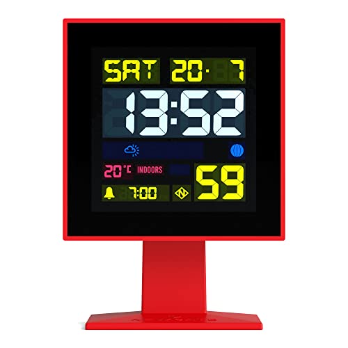 NEWGATE® Digital Monolith Wecker – Quadratischer Wecker – Nachttischuhr – Tischuhr – Digitaluhr – Digitaler Wecker – Schlafzimmerzubehör – LCD-Display – Bürouhr (Rot) von NEWGATE