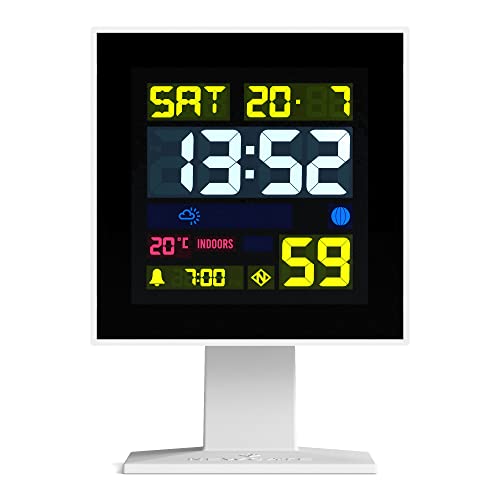 NEWGATE® Digital Monolith Wecker – Quadratischer Wecker – Nachttischuhr – Tischuhr – Digitaluhr – Digitaler Wecker – Schlafzimmerzubehör – LCD-Display – Bürouhr (Weiss) von NEWGATE