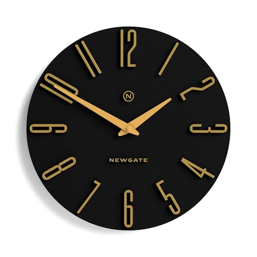 NEWGATE® Empire State wanduhr | Runde geformte Designer wanduhr | Schwarz & Gold | 40cm | Supercool Moderne Retro mid Century | Für küche, Wohnzimmer, büro von NEWGATE