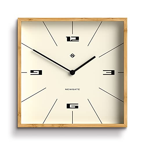 NEWGATE® Fiji-Wanduhr aus Bambus – mittelgroße Wanduhren – quadratische Uhr – Küchenuhr – Moderne Wanduhr – Uhren für Wohnzimmer – Bürouhr – Scandi-Stil – Hovercraft-Zifferblatt von NEWGATE