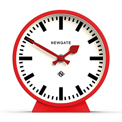 NEWGATE® M Kaminuhr Eisenbahn geräuschlos Sweep – 'No Tick' – eine moderne Kaminuhr – kleine Uhr – Uhren für Wohnzimmer – Bürouhr – Schreibtischuhr – Kaminuhren – Bahnhofszifferblatt – Rot von NEWGATE