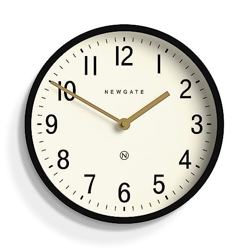 NEWGATE® Master Edwards Wanduhr - Küchenuhr - Wohnzimmeruhr - Bürouhr Uhr - Runde Uhr - Retro Uhr - Designer Uhr - Stilvolle Wohnung - Dekor Mid-Century Modern (Schwarz) von NEWGATE