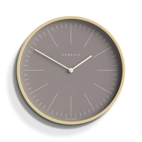 NEWGATE® Mr Clarke Wanduhr | Große skandinavisch inspirierte Sperrholzuhr | 40cm | Gehäuse aus hellem Holz mit lehmgrauem Zifferblatt | Modernes minimalistisches Design für Küche von NEWGATE