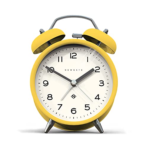 NEWGATE ® Charlie Bell Echo Alarm – Kleiner moderner Nachttischwecker – Schlafzimmerzubehör – Wecker – Schreibtischzubehör – Nachttischuhr – Arabische Ziffern (Gelb) von NEWGATE