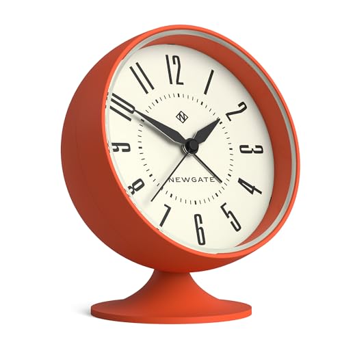 NEWGATE® "Spheric Retro-Semi-Dome-Wecker in orangefarbenem Soft-Touch-Silikon-Finish und leiser Sweeping-Bewegung mit digitalem Piepton. von NEWGATE