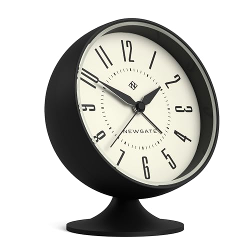 NEWGATE® "Spheric Semi-Dome-Retro-Wecker in schwarzem Soft-Touch-Silikon-Finish und leiser Schwungbewegung mit digitalem Alarmton. von NEWGATE