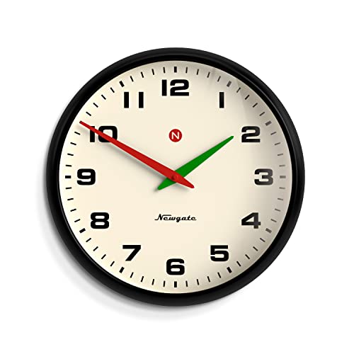 NEWGATE® Superstore Wanduhr – Große Wanduhr – Wohnzimmeruhr – Bürouhr – Runde Uhr – Konvexes Glas – Designeruhr – Retro-Uhr – Arabische Ziffern (Schwarz) von NEWGATE