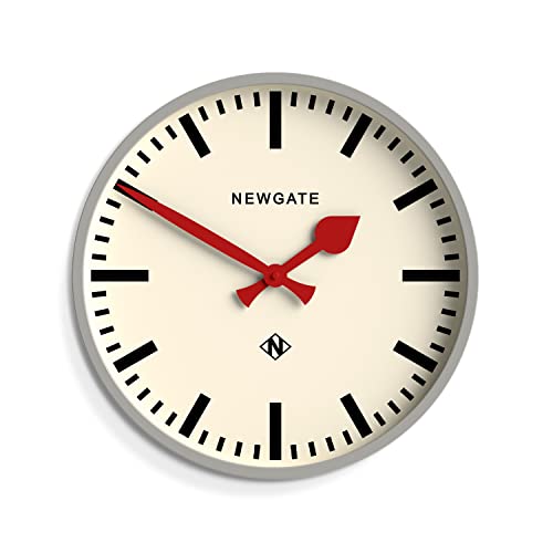 NEWGATE® Universal Wanduhr - Newgate Wanduhren - Runde Uhr - Küchenuhr - Uhren für Wohnzimmer - Bürouhr - Bahnhofsuhr - Tiefes Geradgeschnittenes Gehäuse - Markierungszifferblatt (Grau) von NEWGATE