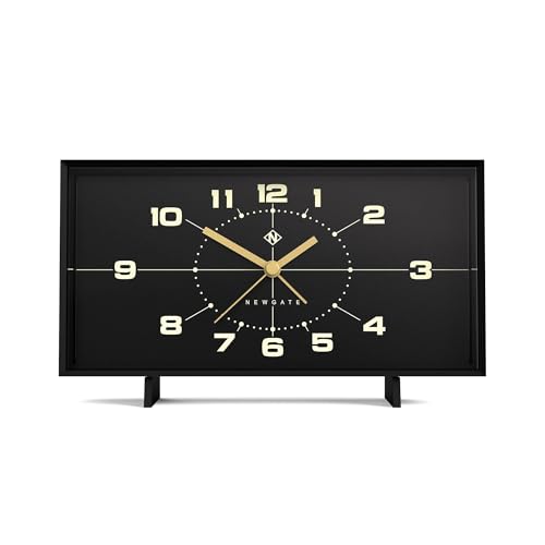 NEWGATE® Wideboy Wecker | Rechteckiges Retro-Design | Schwarz | Zifferblatt aus der Mitte des Jahrhunderts | Ideal für Nachttisch, Schreibtisch, Kaminsims oder Regal | Retro-Accessoires von NEWGATE