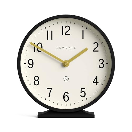 NEWGATE® Q Kaminsims Uhr | Moderne Klassische runde Kaminuhr | Schwarz | Zeitgenössischer Stil für Kaminsims, Schreibtisch, Tisch, Regal oder Nachttisch von NEWGATE