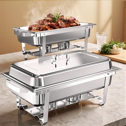 Chafing Dishes for Buffet 2 Pack, 11QT [Large Size and Stabil] Stainless Steel Food Warmers for Parties Buffet [Silver Colors] Catering Supplies Buffet Display von NEWKITCHEN