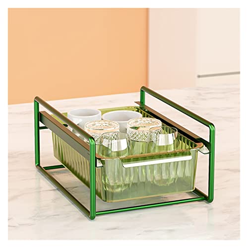 NEWLIA Leichtes Luxus-Badezimmerregal, Waschbecken, mehrschichtiges Badregal, kosmetisches Duschregal, WC-Badezimmerregale und -stützen (Color : Green Single Layer) von NEWLIA
