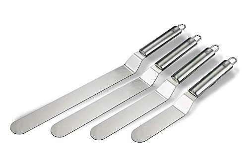 NEWLINE NY Baker's Professionelles Edelstahl-Spachtel-Set, 4 Stück, 6 Zoll, 8 Zoll, 10 Zoll und 12 Zoll, für beste Zuckerguss-Dekoration von NEWLINE NY