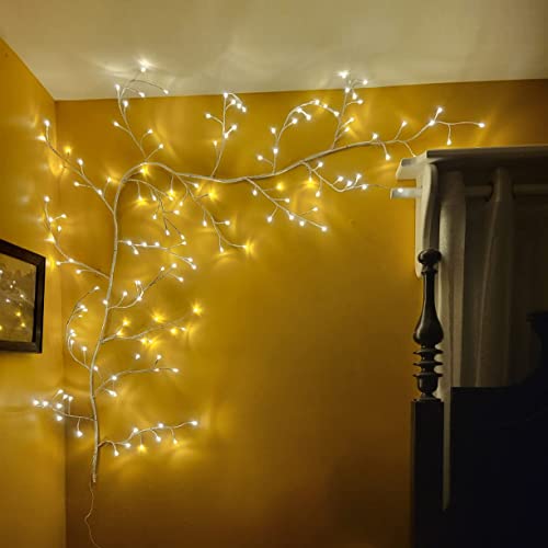 NEWNEN Lichterkette 144 Warmweiß LEDs Zweige Lichter Künstliche Birkenzweige Girlande Lichterbaum Deko für Schlafzimmer Innen Außen Ostern Weihnachtsdeko Beleuchtet von NEWNEN