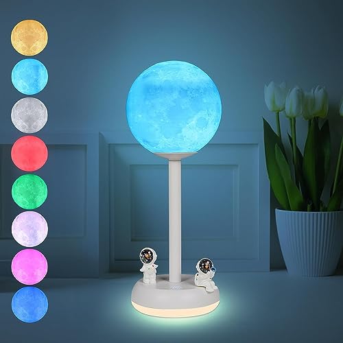 NEWNEN Christmas Mondlampe, Mond Lampe mit 9 Farbwechsel, LED Mondlicht  Touch Nachtlicht USB Aufladung Nachtlampe Deko Lampe für Kinder, Mädchen
