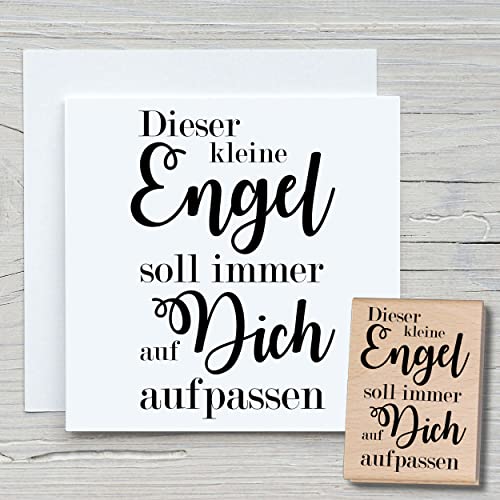 NEWSTAMPS Stempel Dieser kleine Engel Motivstempel groß aus Holz & Gummi zum Karten basteln, Holzstempel, Sprüche, Spruchstempel, Textstempel, Schrift, Scrapbook, Textilstempel, Deko von NEWSTAMPS DIE STEMPELMACHER