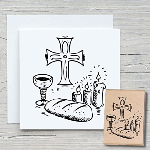 NEWSTAMPS Stempel Kommunion Motivstempel aus Holz & Gummi zum Karten und Geschenke basteln, Holzstempel für Taufe, christlich, Scrapbook, Textilstempel, Deko, Freunde von NEWSTAMPS DIE STEMPELMACHER
