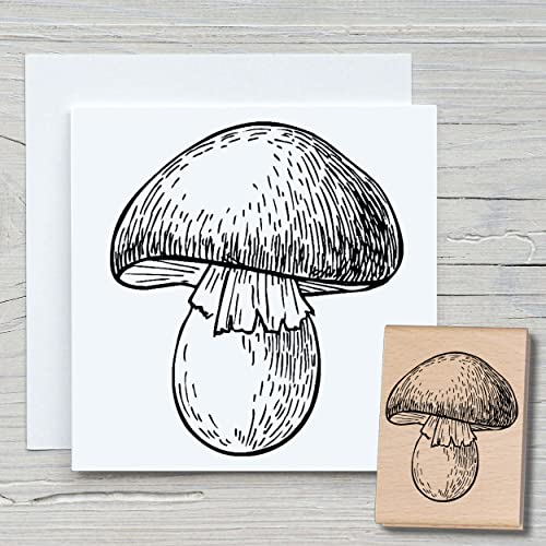 NEWSTAMPS Stempel Pilz Motivstempel aus Holz & Gummi zum Karten basteln, Holzstempel, Blumen, Pflanzen, Floral, Wiese, Gräser, Scrapbook, Textilstempel, Deko, Kinder von NEWSTAMPS DIE STEMPELMACHER