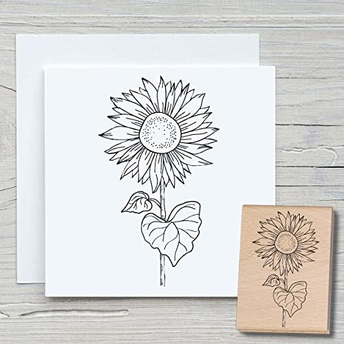 NEWSTAMPS Stempel Sonnenblume Motivstempel groß aus Holz & Gummi zum Karten basteln, Holzstempel, Blumen, Pflanzen, Floral, Wiese, Gräser, Scrapbook, Textilstempel, Deko, Kinder von NEWSTAMPS DIE STEMPELMACHER