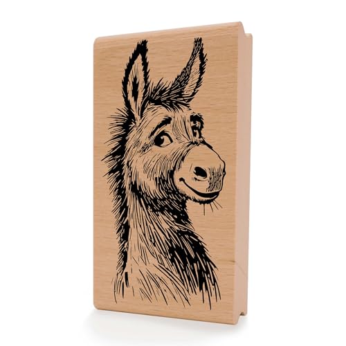NEWSTAMPS Stempel Balduin Motivstempel aus Holz & Gummi zum Karten und Geschenke basteln, Holzstempel für Tiere, Esel, Tierstempel, Scrapbook, Textilstempel, Deko, Freunde von NEWSTAMPS DIE STEMPELMACHER