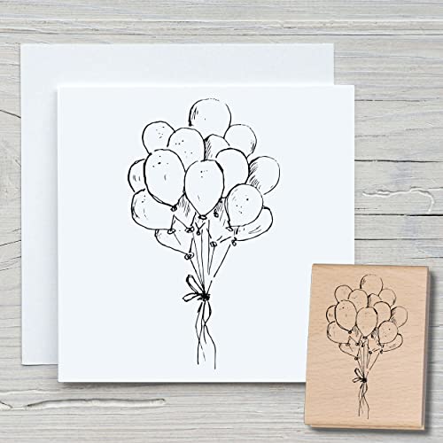 NEWSTAMPS Stempel Ballonbündel Motivstempel aus Holz & Gummi zum Karten und Geschenke basteln, Holzstempel für Scrapbook, Textilstempel, Deko, Freunde von NEWSTAMPS DIE STEMPELMACHER