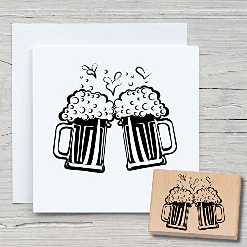 NEWSTAMPS Stempel Bierkrüge Motivstempel aus Holz & Gummi zum Karten basteln, Holzstempel, Scrapbook, Textilstempel, Deko, Kinder von NEWSTAMPS DIE STEMPELMACHER