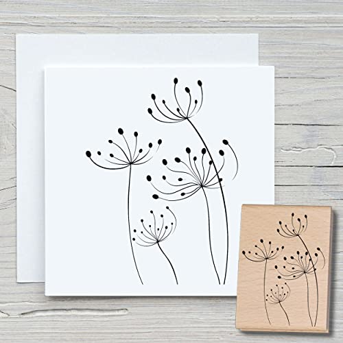 NEWSTAMPS Stempel Dandelion 03 Motivstempel groß aus Holz & Gummi zum Karten basteln, Holzstempel, Blumen, Pflanzen, Floral, Wiese, Gräser, Scrapbook, Textilstempel, Deko, Kinder von NEWSTAMPS DIE STEMPELMACHER