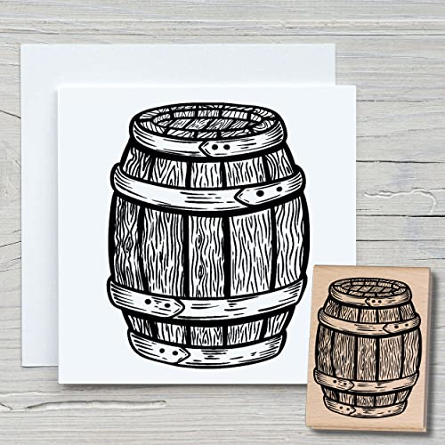 NEWSTAMPS Stempel Fass Motivstempel aus Holz & Gummi zum Karten basteln, Holzstempel, Scrapbook, Textilstempel, Deko, Kinder von NEWSTAMPS DIE STEMPELMACHER
